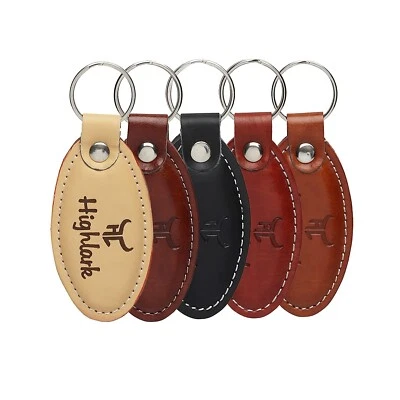 HIGHLARK oval heavy duty leather keychain car, bike -ring hook-holder (set of 5) - Image 1 of 4