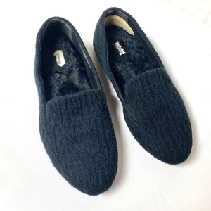 Women's Birdies Faux Fur Lined Starling Cable Knit Shoes Slippers Size 7.5 Black - Picture 1 of 5