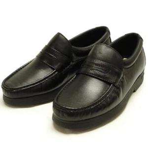 4804-628 Black Leather Pinosos Comfort Men’s Slip on shoes - Picture 1 of 5