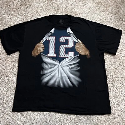 Camisa Tom Brady Hombres 2XL XXL Negra NFL Fútbol New England Patriots #12 Gráfico Foto 1 de 4