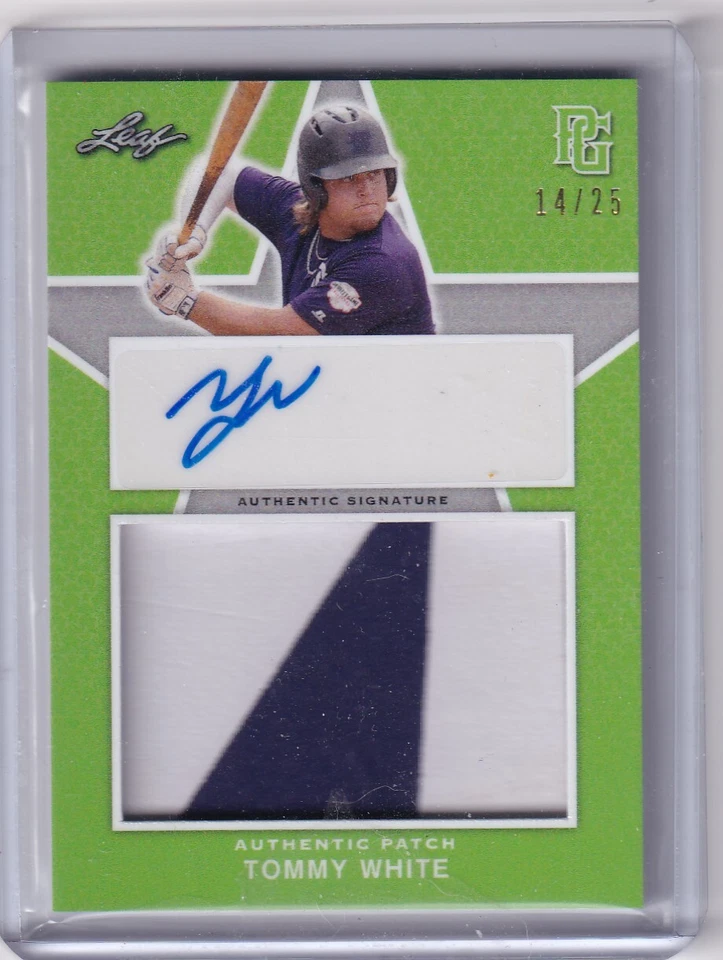 2020 Leaf Perfect Game National Showcase TOMMY WHITE Rookie PATCH AUTO RC 14/25 - Image 1 of 1