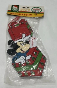 VTG NOS Disney Kurt Adler Santa's World Mickey Mouse Gift With Tag Wood Ornament - Picture 1 of 6