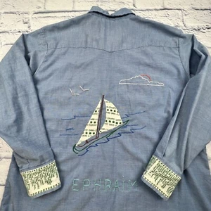 Vintage USA DEE CEE Men 17.5-36 XL Western Shirt Pearl Snap Embroidered Sawtooth - Picture 1 of 21