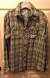 Pelle Pelle Mens Small Snap Front Long Sleeve Plaid Shirt EUC Vintage - Picture 1 of 11