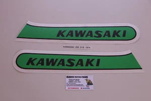 KAWASAKI 250 S1 B YEAR 1974 Fuel Tank And Backrest Decal Aufkleber Green - Picture 1 of 3