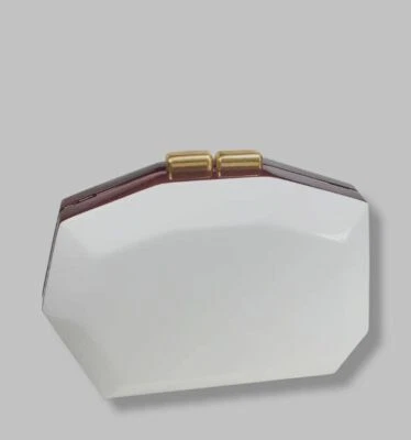 450 美元 Rafe 纽约女式白色棕色多边形 Minaudiere Meagan 链式手拿包 — 第 1/4 张图片