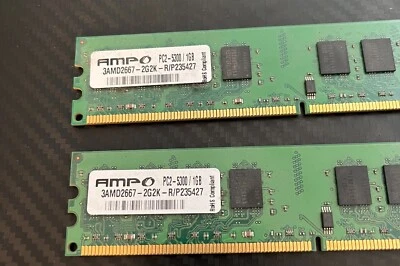 3AMD2667-2G2K-R AMP 2GB (2x1GB) DDR2 Non ECC PC2-5300 667Mhz Memory - Image 1 of 2
