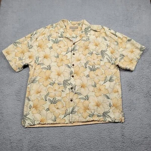 Jamaica Jaxx Mens Shirt 2XL Beige Floral Short Sleeve Hawaiian Beach Button Up - Picture 1 of 12
