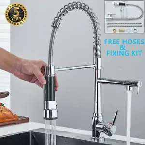 Modern Monobloc Pull Out Kitchen Mixer Tap Dual Spout Spray Single Lever Chrome - Picture 1 of 13