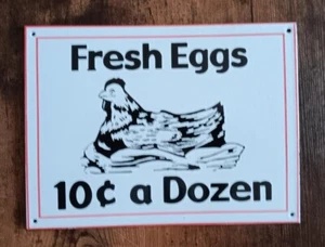 Eggs Porcelain Sign Home Office Garage Shop - Picture 1 of 1