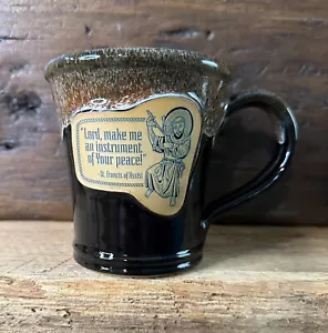 Deneen Pottery New-St. Francis-An Instrument of Your Peace-Black/Cinnamon White - Picture 1 of 2