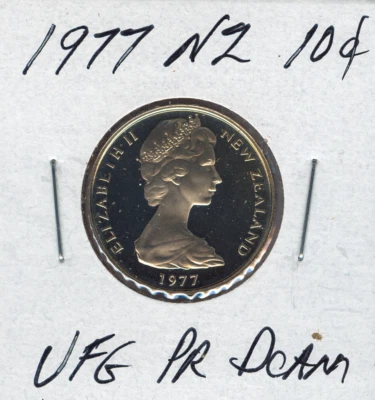 Nueva Zelanda 1977 10 centavos ultra mejor grado prueba calidad DCAM SKU: mundo #064 Foto 1 de 2