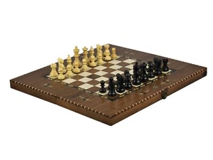Wooden Helena Chess & Backgammon Set ''Rural Walnut'' With Ebonised Classic Stau - Picture 1 of 8