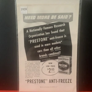 De colección 1939 Prestone Anticongelante ¿Necesitas decir más? Publicidad publicitaria - Imagen 1 de 3