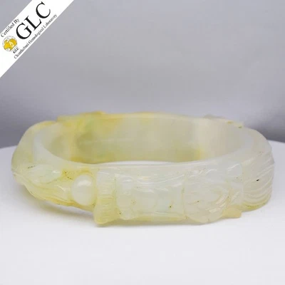💎 GLC CERTIFIED 425.00ct Natural White Jade - Untreated, Burma Gems Bangle 2.5" - Image 1 of 4