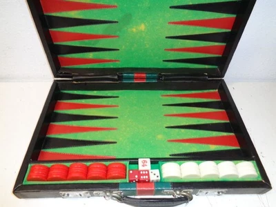 Vintage Backgammon Set Marbled Red White Bakelite Checkers - Image 1 of 4