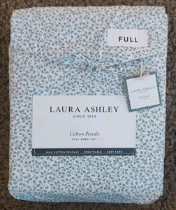 Laura Ashley FULL Sheet Set Jolly Holly Green 4pc Cottage Holiday NEW! - Picture 1 of 3