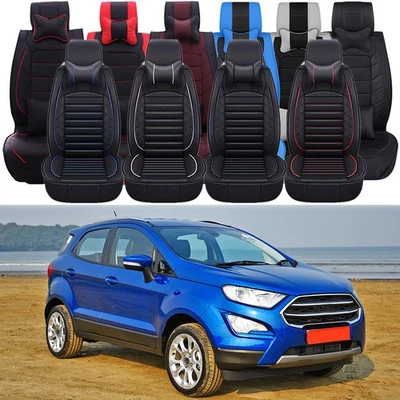 For Ford Ecosport Car Seat Cover Full Set 2/5-Seater Front +Rear Cushion Leather Foto 1 de 4