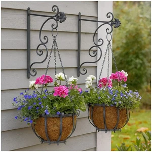Pflanzkorb zum Hängen 2er Set mit Wandhalterung Pflanztopf Blumentopf HTI-Living - Bild 1 von 3