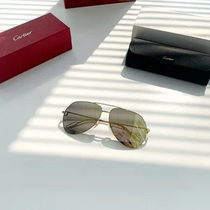 NUOVO CON SCATOLA! Occhiali da sole Cartier CT0110S in oro/blu - Foto 1 di 9