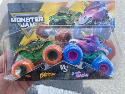 Monster Jam Dragon V Sparkle Smash 1:64 Scale Twin Pack Series 33