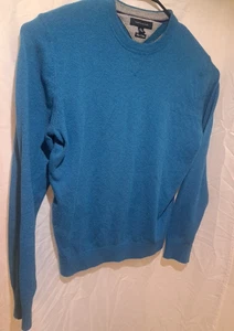 Tommy Hilfiger Men's Blue Crew Neck Sweater Long Sleeve Waffle Knit Large - Picture 1 of 9