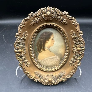 Cameo Creations Vintage Unknown Girl By Antonio Allessandria Gold Frame Picture - Picture 1 of 7