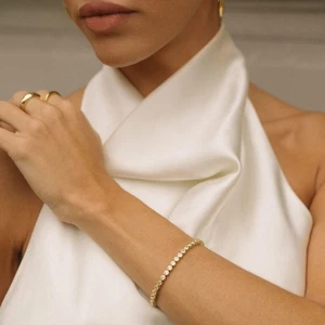 2ct G Si Round Lab-Grown Diamond Bezel Tennis Bracelet 14k Yellow Gold Over - Picture 1 of 5