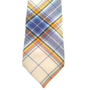 Plaid TIE Antarctic Heritage Trust Blue Beige Yellow Orange Check Wool UKAHT - Picture 1 of 10