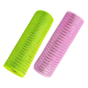  2 Rolls Easter Poly Mesh Ribbon Decorative Mesh Rolls For Spring Summer Easter - Picture 1 of 12