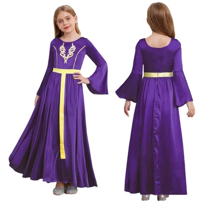 Kids Girls Costume Chest Gowns Stage Dress Fancy Dress Round Neck Carnival Prom - Image 1 of 4