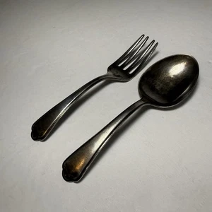 Vintage Unbranded Sterling Silver Baby Set (1-Fork and 1-Spoon)  34.53 grams - Picture 1 of 14