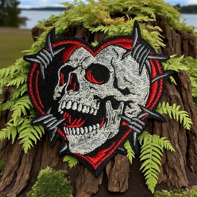 Skull of Love and Pain Embroidery Patch 3.83" X 3.99" - Image 1 of 4