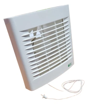 Extractor Fan with Pullcord & Auto Shutters for Kitchen Wall - Airvent 435103 6" - Image 1 of 4