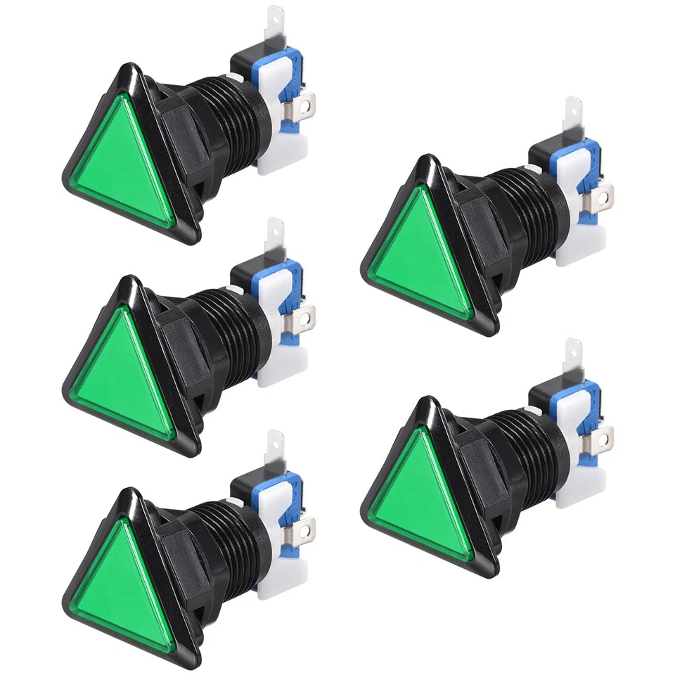 Game Push Button 39x39x39 Triangle 12V LED Illuminated Push Button Green 5pcs - Image 1 of 3
