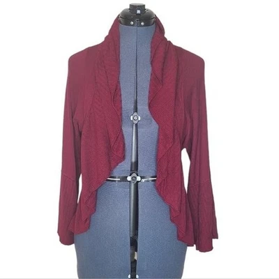 Cardigã feminino Kenar frente aberta cachoeira babado manga sino - Imagem 1 de 4