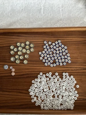 Antique China Stencil Buttons Blue Purple White Huge Lot Over 250 - Image 1 of 4