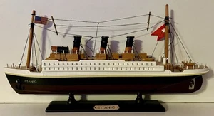 Titanic Wooden Model Cruise Ship 7” x 13” One funnel stack needs re-gluing - Picture 1 of 13