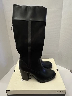 Botas de vestir A.N.A para mujer RASPIN tacón apilado negras talla 8 M Foto 1 de 4