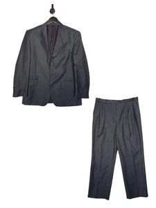 Vintage Yves Saint Laurent Wool Suit Size Large W34 Men's Navy Blue Wool 2 Piece - Picture 1 of 12