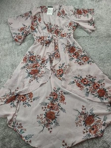 Cardi donna LeFleur Iris malva chiffon grande floreale boho trasparente cottagecore nuovo con etichette - Foto 1 di 12