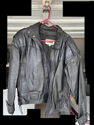 黑色皮革夹克...男式或女式...大号...奇亚 — 第 1/2 张图片