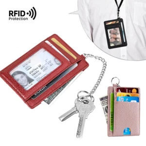 Women Men Slim RFID Blocking Wallet Genuine Leather ID Credit Card Holder Purse - Picture 1 of 40