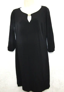 Donna Ricco Womens Dress Size 4 Black 3/4 Sleeve Lined Key Hold Round Neck - Picture 1 of 11