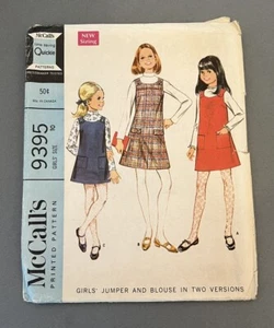 Vintage 1968 McCalls Sewing Pattern 9395 Girls Jumper / Blouse - Cut /Complete - Imagen 1 de 3