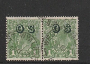 1926-30. 1d. Green King George V Stamp Joined Pair. Small Multiple Watermark. OS - Picture 1 of 2