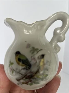 Vintage A Price Imports Miniatur Krug Vögel Goldrand Keramik - Bild 1 von 4
