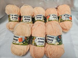 PATONS "JENNY" PEACH COLORED YARN LOT OF 8 SKEINS - 97% ACRYLIC - NEW W/TAGS!!