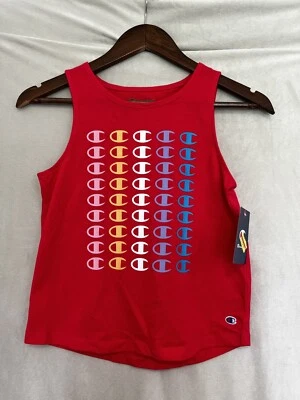NUEVO CON ETIQUETAS Camiseta Champion Girls Logo Sin Mangas Camiseta Roja Logo Mediana 10/12 Foto 1 de 4