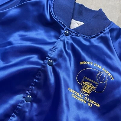 Vintage United Parcel Service Satin Jacket L Safety Award Basketball Illinois - Image 1 of 4